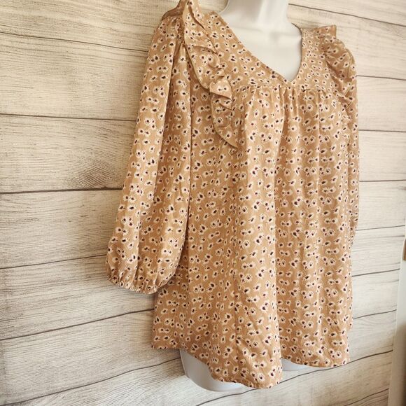 Periwinkle NWT small blushed pink ruffled cottagecore long sleeve blouse - Picture 2 of 11